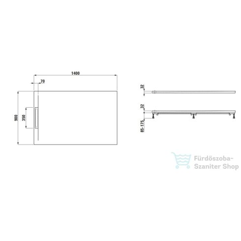 Laufen Pro S 140x90 cm-es szögletes zuhanytálca Marbond kompozit anyagból, matt kávé H2101881290001