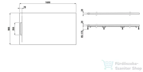 Laufen Pro S 160x90 cm-es szögletes zuhanytálca Marbond kompozit anyagból, matt kávé H2101891290001