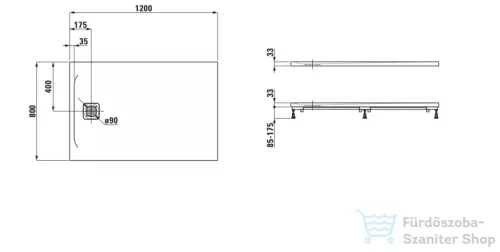 Laufen Pro 120x80 zuhanytálca Marbond kompozit anyagból, matt bézs H2109521860001