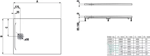 Laufen Pro 120x90 zuhanytálca Marbond kompozit anyagból világos szürke színben H2109580770001 ( 210958 )