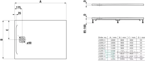 Laufen Pro 120x90 cm-es zuhanytálca Marbond kompozit anyagból,fekete H2109580800001