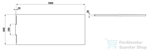 Laufen NIA zuhanytálca 180x80 cm, Marbond kompozit anyagból, lefolyó a falon belül, Fehér H2110310000001