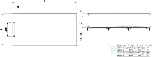 Laufen Pro S 150x80 cm-es zuhanytálca Marbond kompozit anyagból,Fehér H2111840000001