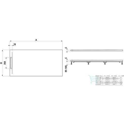 Laufen Pro S 150x90 cm-es zuhanytálca Marbond kompozit anyagból, matt kávé H2111851290001