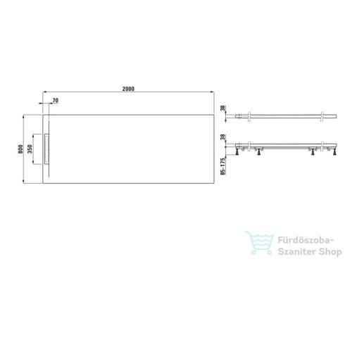 Laufen Pro S 200x80 cm-es zuhanytálca Marbond kompozit anyagból,Fehér H2111880000001