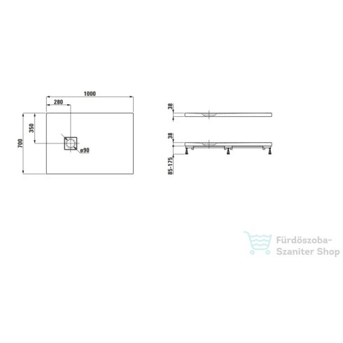 Laufen Solutions 100x70 zuhanytálca Marbond kompozit anyagból, fehér H2134410000001