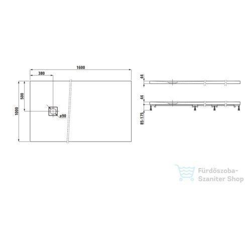 Laufen Solutions 160x100 zuhanytálca Marbond kompozit anyagból, fehér H2134470000001