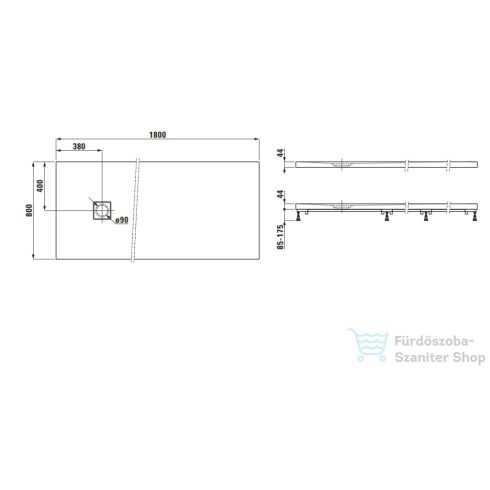 Laufen Solutions 180x80 zuhanytálca Marbond kompozit anyagból, fehér H2144410000001