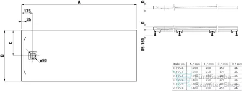 Laufen Pro 170x75 cm-es zuhanytálca Marbond kompozit anyagból,Fehér H2149510000001