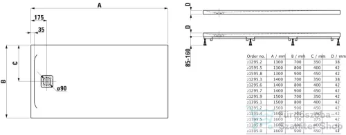 Laufen Pro 130x80 Marbond kompozit zuhanytálca, lefolyó a rövid oldalon, fehér H2159550000001