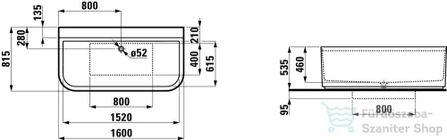 Laufen Sonar 160x81,5 szabadonálló kád H2203470000001 ( 220347 )