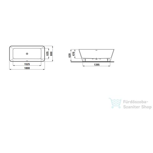 Laufen LUA 10x75 szabadonálló kád, Marbond kompozit anyagból, fehér H2200820000001