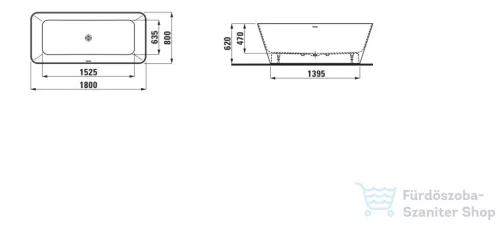 Laufen LINDEN 180x80 szabadonálló kád, Marbond kompozit anyagból, fehér H2209420000001