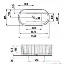 Laufen Sonar 160x81,5 szabadonálló kád H2213420000001 ( 221342 )