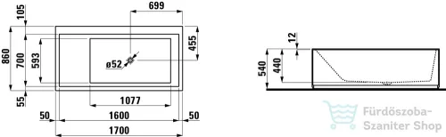 Laufen Kartell by Laufen 170x86 szabadon álló solid surface kád megvilágított rejtett túlfolyóval H2233320006161 ( 223332 )
