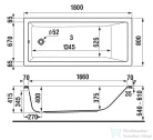 Jika CUBITO 180x80 cm-es beépíthető fürdőkád, fehér H2234200000001