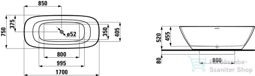 Laufen Ino 170x75 Sentec szabadon álló kád H2313020000001 ( 231302 )