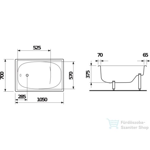 Jika RIGA MINI 105x70 acéllemez ülőkád, fehér H2340000000001