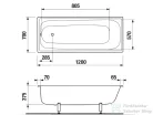 Jika RIGA 120x70 acéllemez kád, fehér H2340200000001