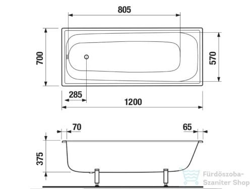 Jika RIGA 120x70 acéllemez kád, fehér H2340200000001