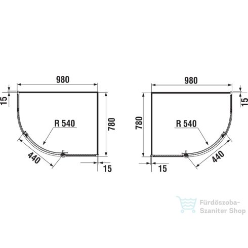 Jika TIGO 98x78 cm-es tolóajtós, íves zuhanykabin, arctic üveggel, fényes ezüst profillal, H2512110026661