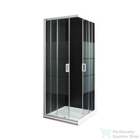 Jika Lyra Plus 80x80 cm-es szögletes tolóajtós zuhanykabin matt csíkozású átlátszó üveggel,ezüst profillal H2513810006651