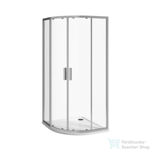Jika NION 100x100 cm-es tolóajtós, íves zuhanykabin, átlátszó üveggel, fényes ezüst profillal, H2532N30026681