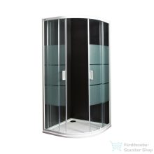   Jika Lyra Plus 90x90x190 cm-es tolóajtós íves zuhanykabin matt csíkos átlátszó üveggel, Fehér H2533820006651