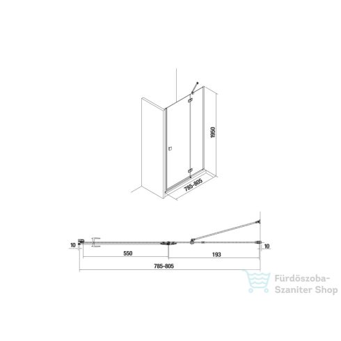 Jika PURE 80 cm-es zuhanyajtó fix résszel, átlátszó üveggel, jobbos,króm H2544210026681