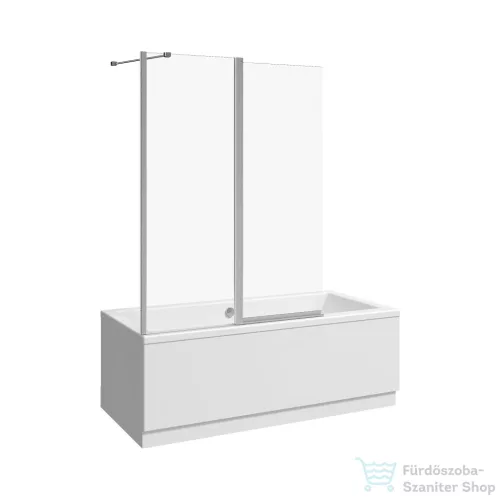 Jika NION 115x150 cm-es fix részes kádparaván Arctic üveggel, fényes ezüst színű profillal, H2572N60026661