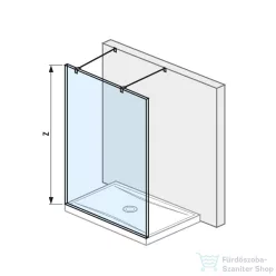  Jika PURE 128 cm-es Walk-in zuhanyfal Jika Perla átlátszó üveggel, fényes ezüst merevítővel, H2674210026681