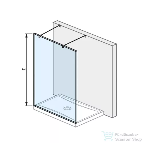 Jika PURE 128 cm-es Walk-in zuhanyfal Jika Perla átlátszó üveggel, fényes ezüst merevítővel, H2674210026681