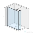 Jika PURE 130/20 cm-es zuhanyfal Jika Perla átlátszó üveggel, fényes ezüst profillal, H2674260026681