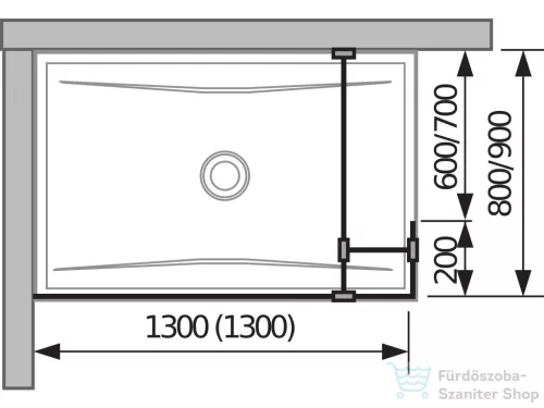 Jika PURE 130/20 cm-es zuhanyfal Jika Perla átlátszó üveggel, fényes ezüst profillal, H2674260026681