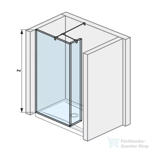 Jika PURE 69,7/20 cm-es zuhanyfal Jika Perla átlátszó üveggel, fényes ezüst profillal, H2684210026681