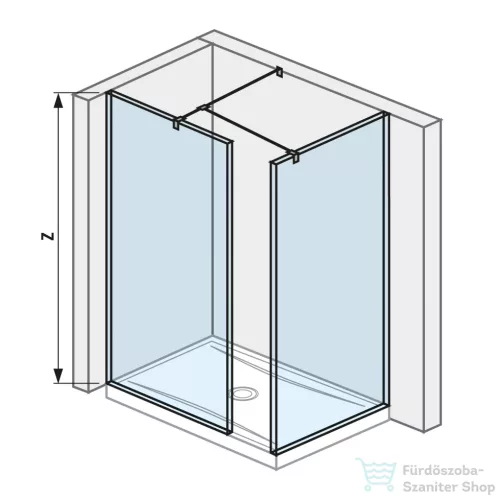 Jika PURE 70/80 cm-es zuhanyfal Jika Perla átlátszó üveggel, fényes ezüst profillal, H2684230026681