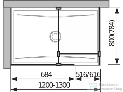 Jika PURE 70/80 cm-es zuhanyfal Jika Perla átlátszó üveggel, fényes ezüst profillal, H2684230026681