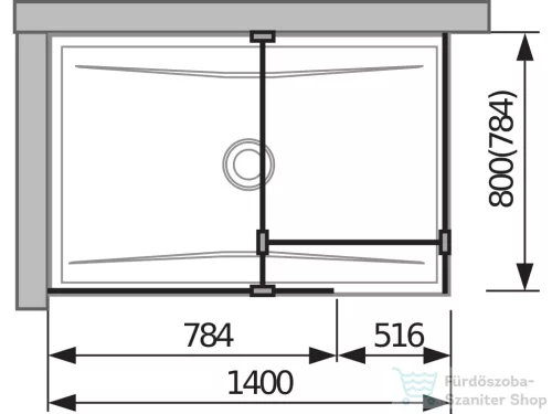Jika PURE 78,4/78,4 cm-es zuhanyfal Jika Perla átlátszó üveggel, fényes ezüst profillal, H2684250026681