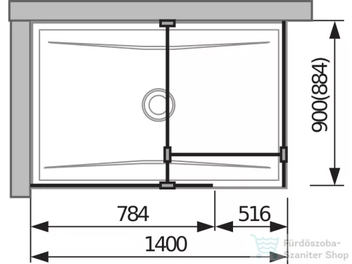 Jika PURE 78,4/88,4 cm-es zuhanyfal Jika Perla átlátszó üveggel, fényes ezüst profillal, H2684260026681