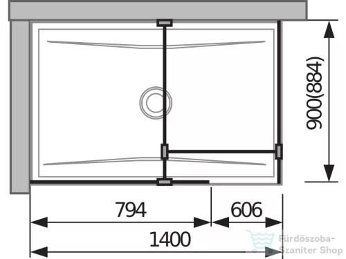 Jika PURE 78,4/88,4 cm-es zuhanyfal Jika Perla átlátszó üveggel, fényes ezüst profillal, H2694200026681