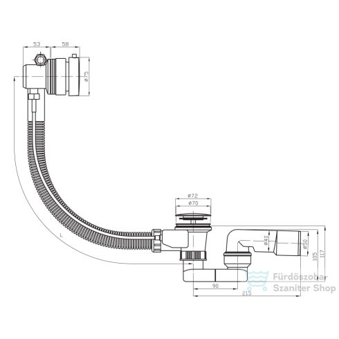 Jika DEEP BY JIKA kádfeltöltős le-és túlfolyó, króm  H2948180040001