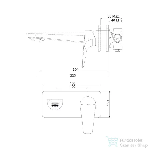 Jika Cubito N falsík alatti mosdócsaptelep 204 mm-es kifolyóval,leeresztő nélkül,króm H3111X6004120C