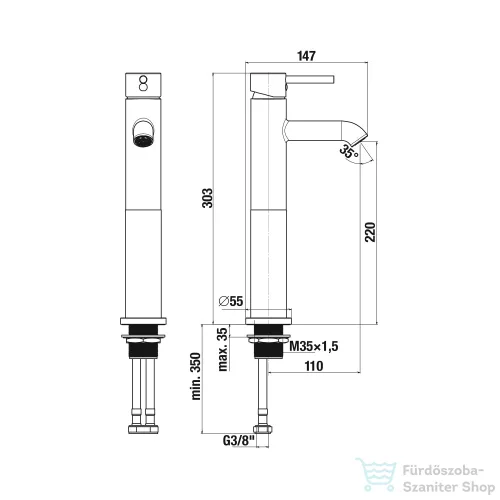 Jika Mio Style magasított mosdó csaptelep leeresztő nélkül,króm H3112F80041201