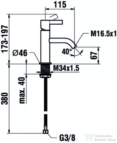 Laufen KARTELL BY LAUFEN mosdó csaptelep, leeresztő nélkül, króm H3113310041001