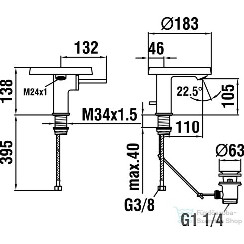 Laufen KARTELL BY LAUFEN oszlopos keverőcsaptelep mosdóhoz, automata leeresztővel, króm H3113310041111