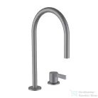 Laufen KARTELL BY LAUFEN 2 lyukas mosdó csaptelep, elfordítható kifolyóval,leeresztő nélkül,Szálhúzott rozsdamentes acél H3113320902201