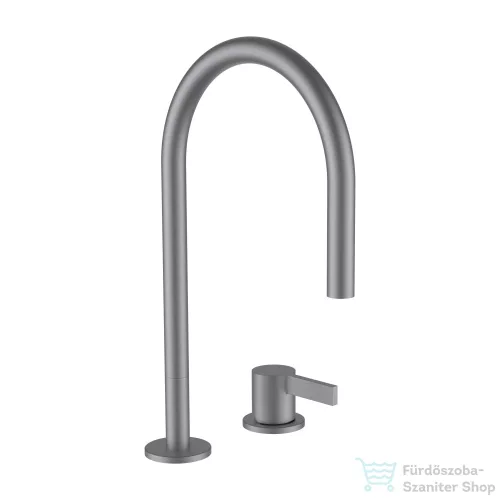 Laufen KARTELL BY LAUFEN 2 lyukas mosdó csaptelep, elfordítható kifolyóval,leeresztő nélkül,Szálhúzott rozsdamentes acél H3113320902201