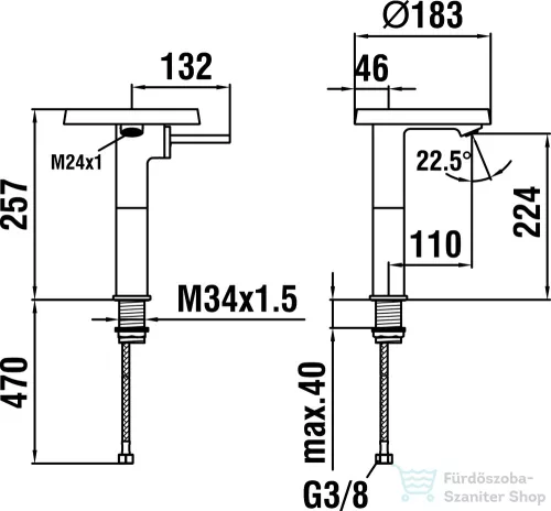 Laufen KARTELL oszlopos keverő csaptelep, leeresztő nélkül króm 3113380041101