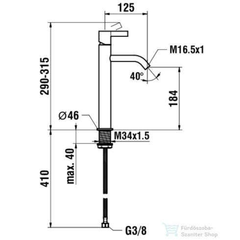 Laufen KARTELL magasított mosdó csaptelep leeresztő nélkül,PVD rózsa arany H3113380821201