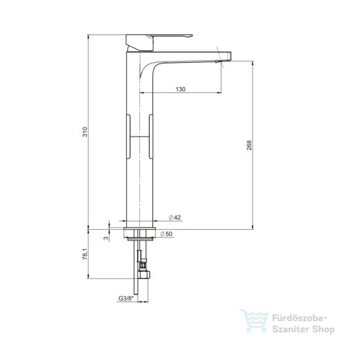 Jika Pure  magasított mosdó csaptelep leeresztő nélkül,króm H3114280041101